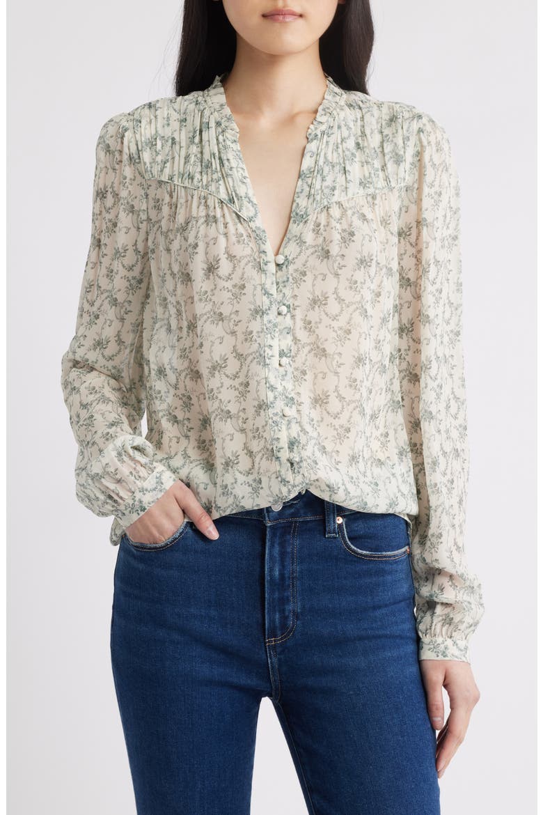 Monika Floral Long Sleeve Shirt, Main, color, CREAM/ALOE