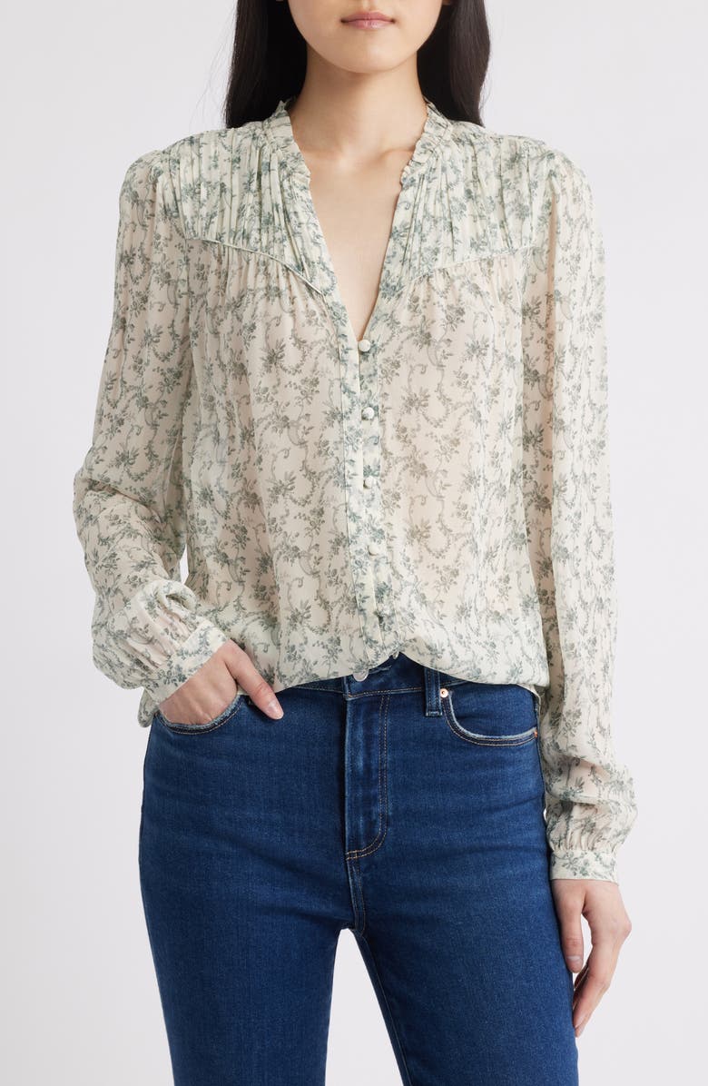 PAIGE Monika Floral Long Sleeve Shirt, Main, color, Cream/Aloe