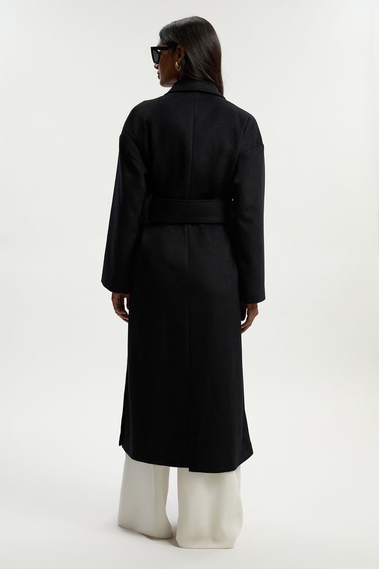 Petite Wrap Tailored Maxi Coat, Alternate, color, Black