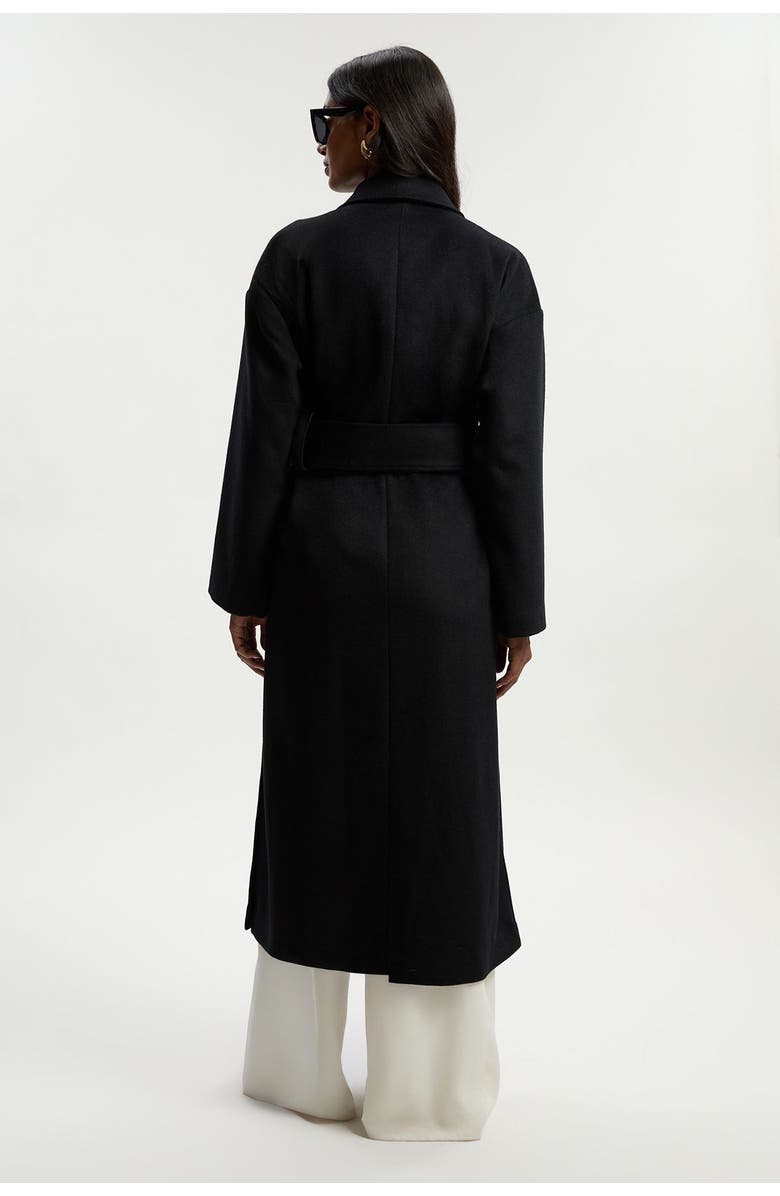 Karen Millen Petite Wrap Tailored Maxi Coat, Alternate, color, Black