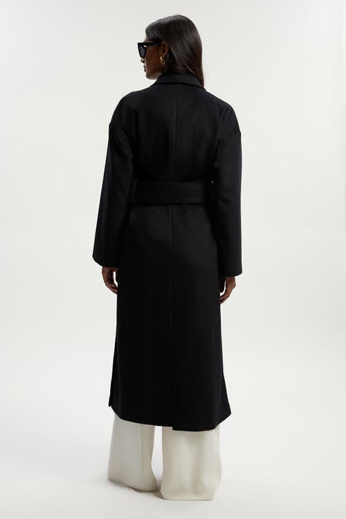 Karen Millen Petite Wrap Tailored Maxi Coat In Black