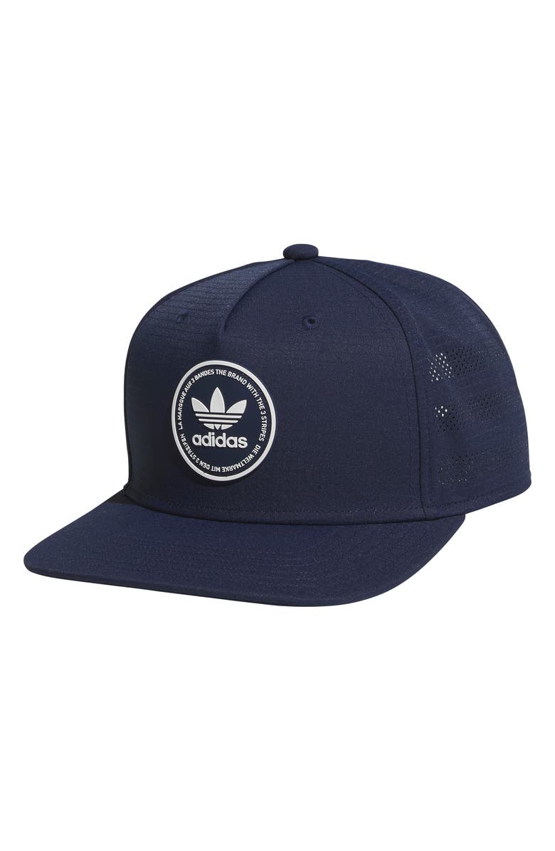 adidas Emblem Snapback Perforated Ripstop Baseball Cap, Main, color, Night Indigo/ White
