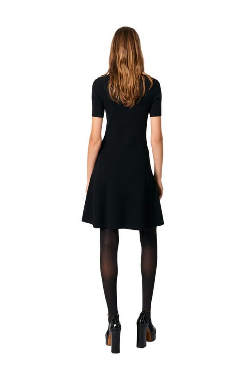 Maje Rib Knit Short Dress In Black