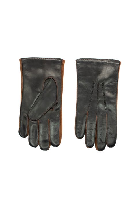 Leather gloves with cashmere lining
