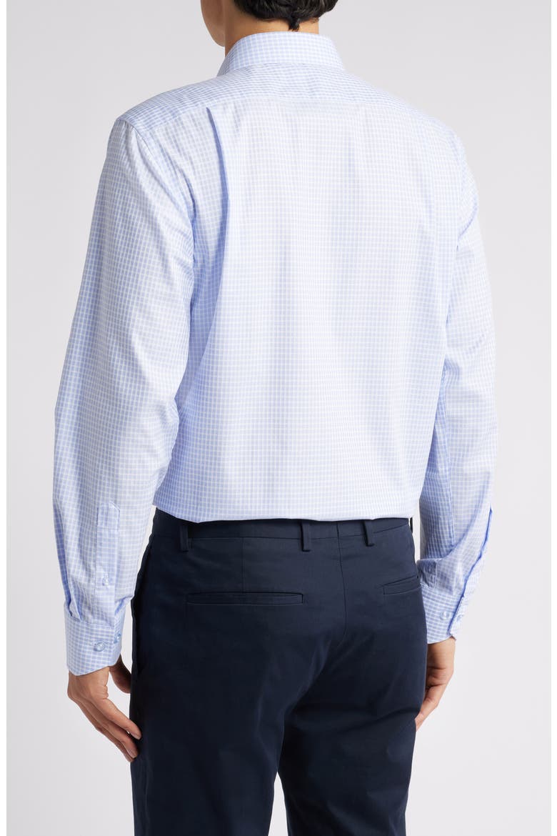 Trim Fit Textured Check Cotton Dress Shirt, Alternate, color, LIGHT BLUE