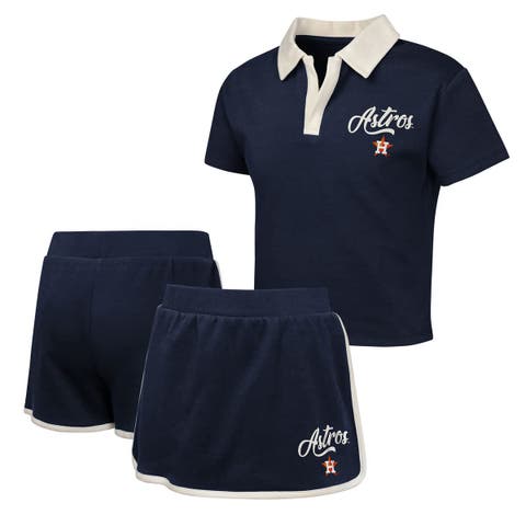 Girls Youth Navy Houston Astros Base Trainer Johnny Polo and Skort Set