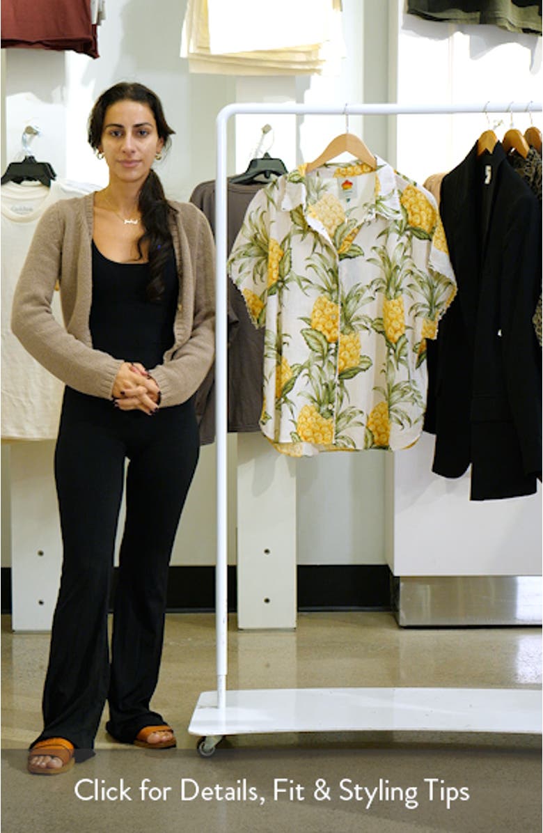 Delicate Pineapple Short Sleeve Cotton Button-Up Shirt, sales video thumbnail