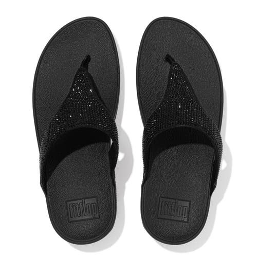 Fitflop Lulu Crystal Embellished Toe-post Sandals In Black