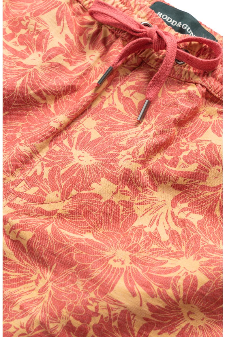 Main Beach Floral Stretch Cotton Drawstring Shorts, Alternate, color, SUNSET