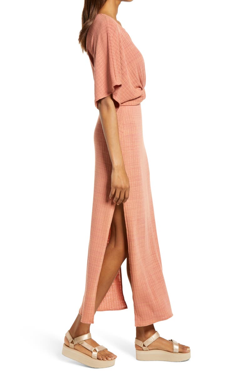 Free People Kelsey Rib Crop Top & Skirt Set, Alternate, color, Clay Rose Combo