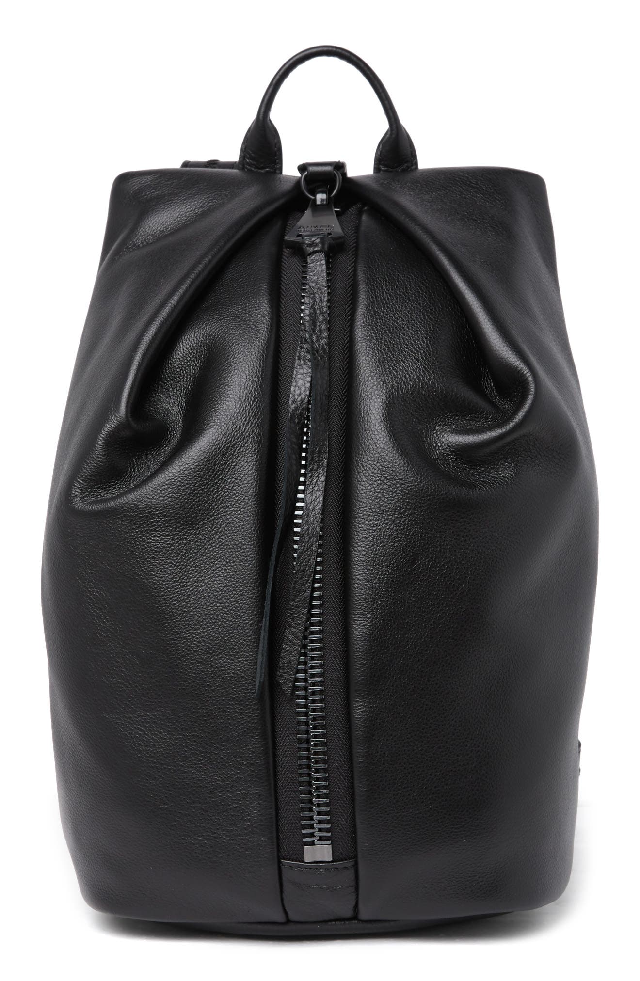 Kestenberg Ava Leather Backpack, Main, color, BLACK W/ BLACK