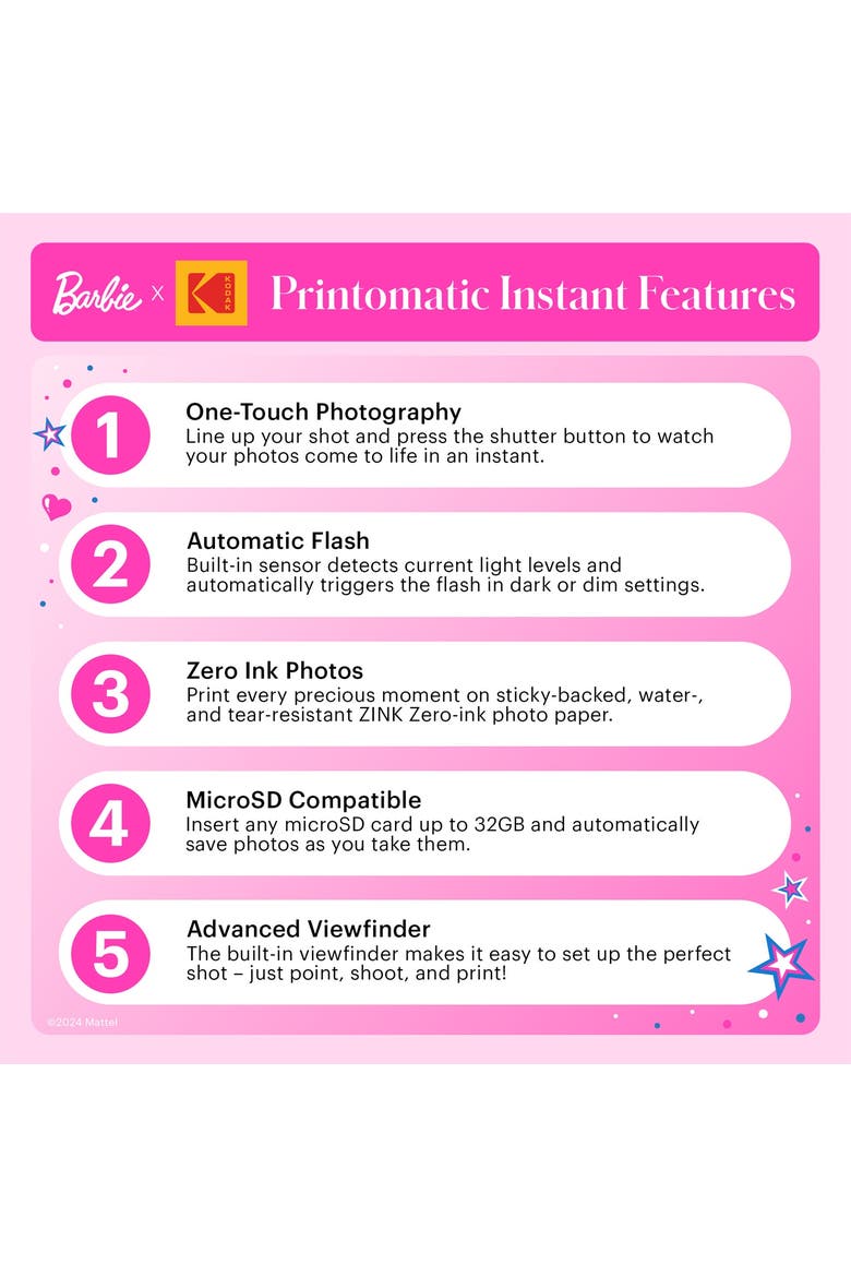 Printomatic 2x3 Instant Print Camera, 5MP Portable Instant Camera, Alternate, color, Dark Pink