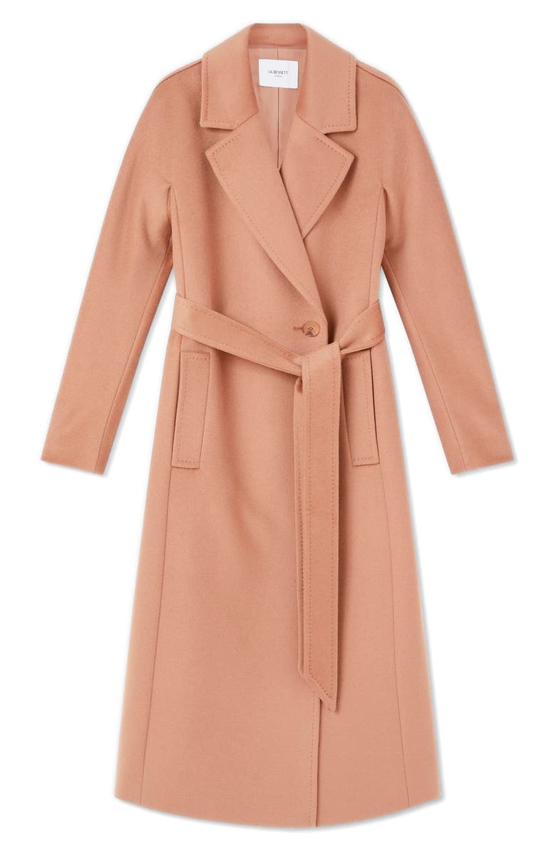 LK Bennett Frances Belted Wool Coat, Alternate, color, Camel