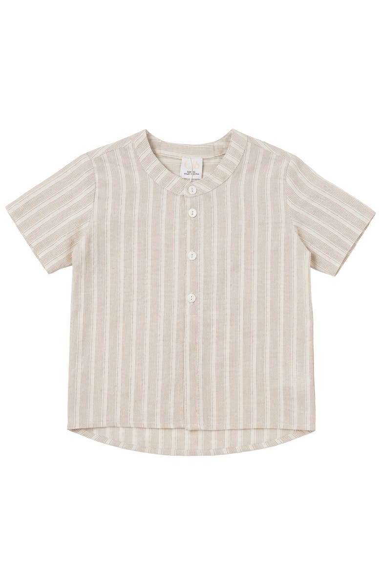 Clô Cotton Striped Short Sleeve Shirt, Main, color, Brick/Natural