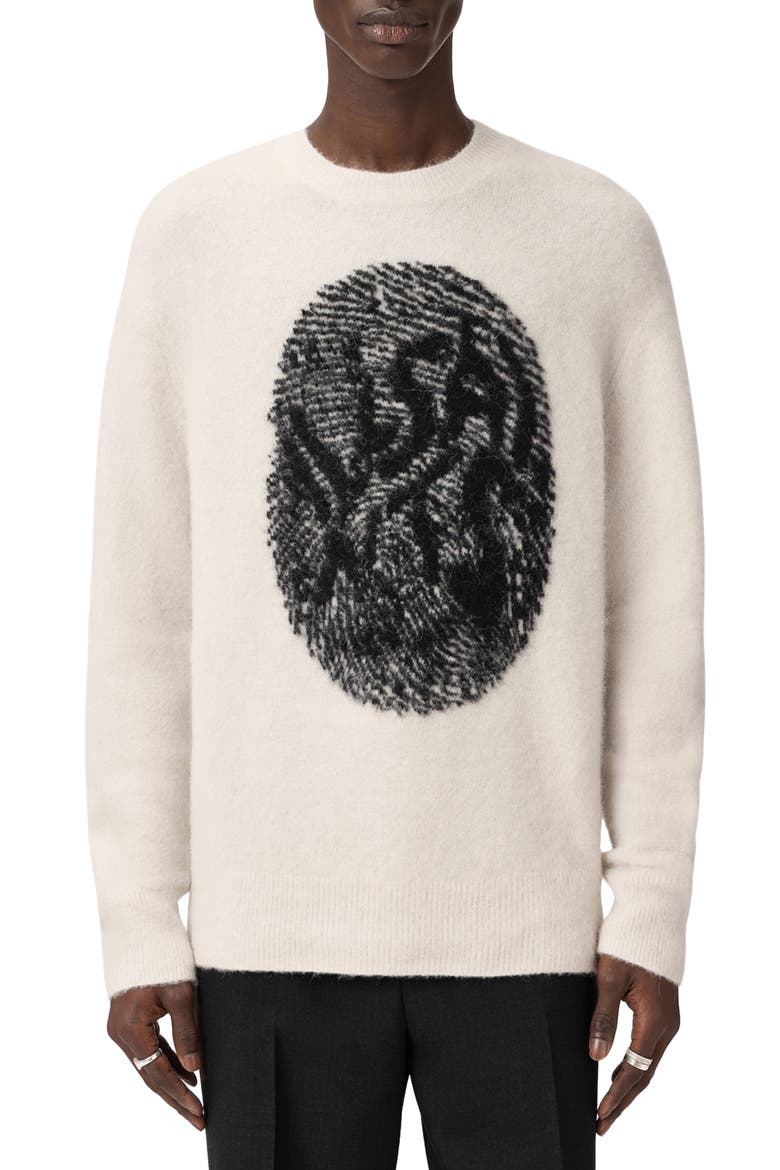 Ridges Logo Sweater, Main, color, ECRU WHITE/ BLACK