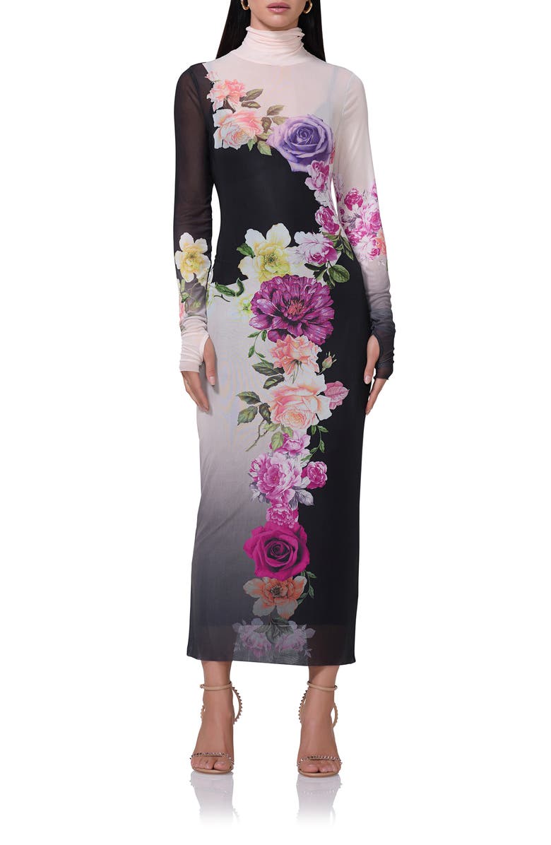 AFRM Shailene Long Sleeve Turtleneck Mesh Dress, Main, color,