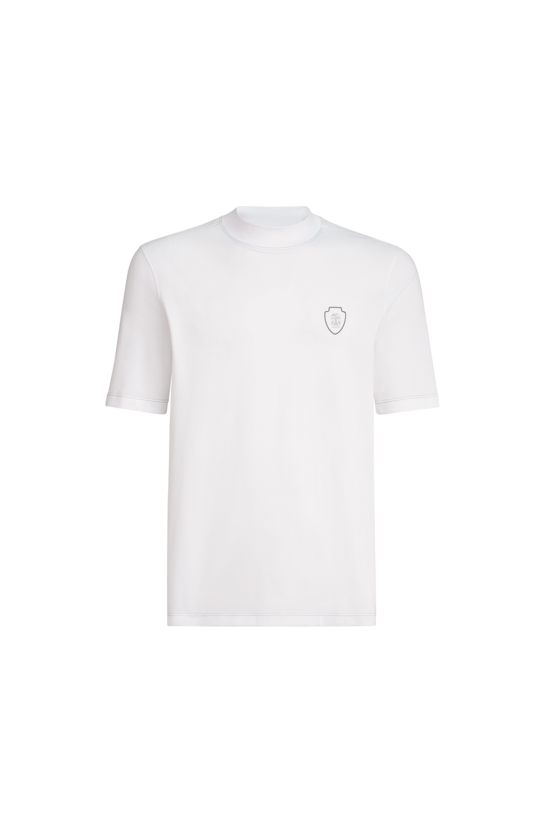 Brunello Cucinelli Piqué T-shirt with logo, Alternate, color, White