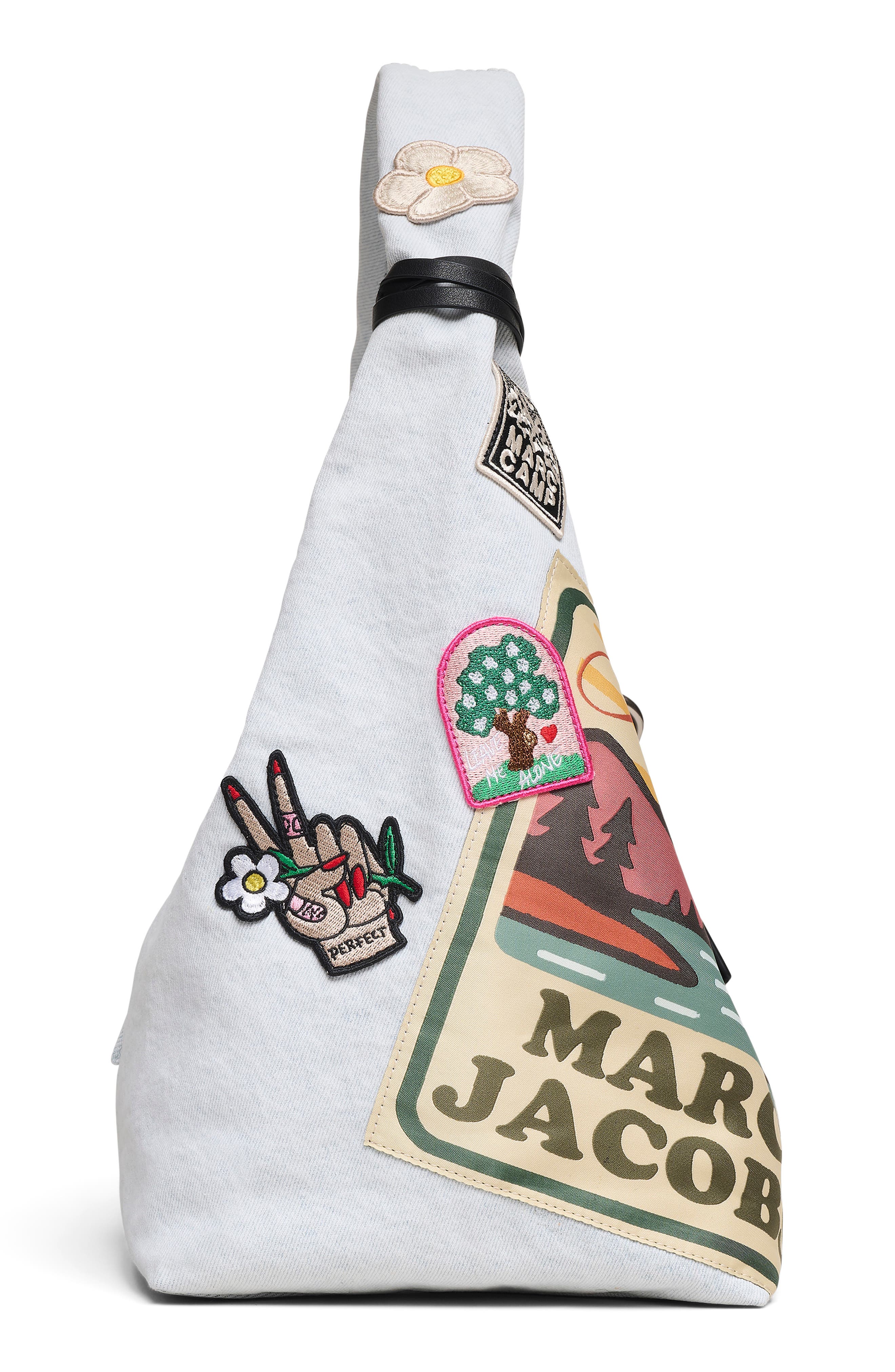 Marc Jacobs The Camp Patchwork Denim Sack Shoulder Bag, Alternate, color, Light Wash