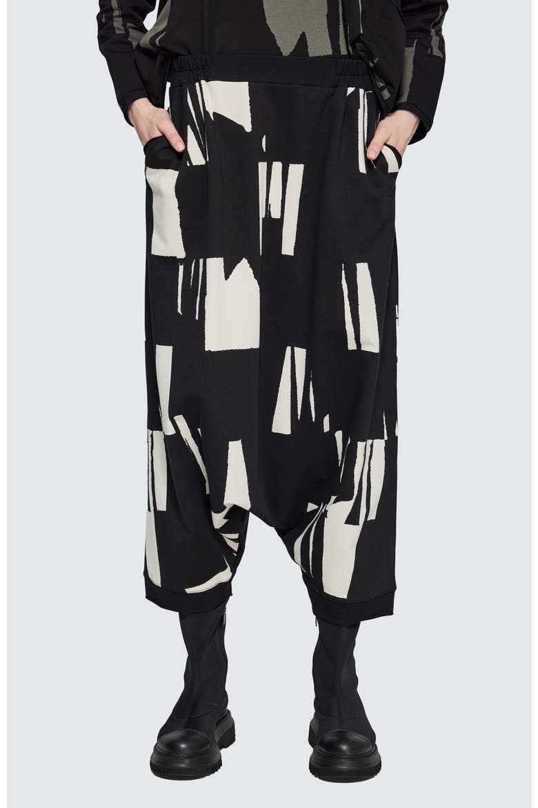 Livia Printed Balloon Pants, Main, color, Ivory Black