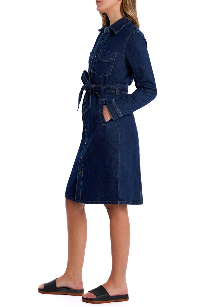 Wash Lab Denim High Up Belted Denim Shirtdress, Alternate, color, High Blue