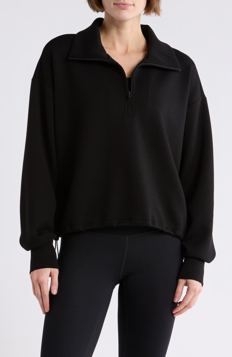 Z by Zella Whisper Knit Half Zip Sweatshirt, Main, color, Black