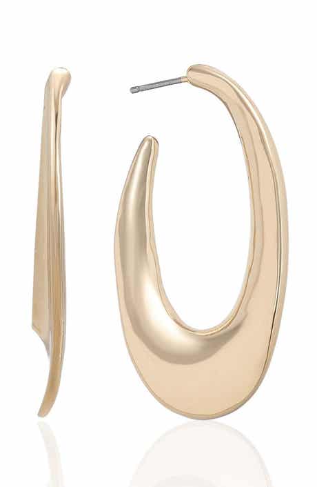 Ettika Flat Oval Hoop Earrings