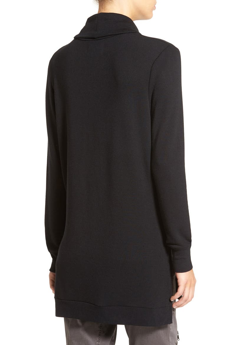 Side Slit Turtleneck Tunic, Alternate, color, BLACK