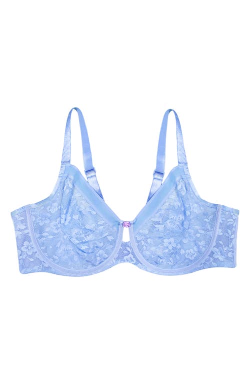 Curvy Couture No-show Lace Underwire Unlined Bra In Denim Blue