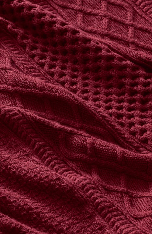 Boll & Branch Aran Cable Organic Cotton Throw Blanket In Red