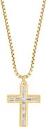 EFFY Men's 14K Gold Plated Sterling Silver Zircon Cross Pendant Necklace