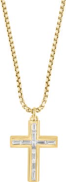 EFFY Men's 14K Gold Plated Sterling Silver Zircon Cross Pendant Necklace