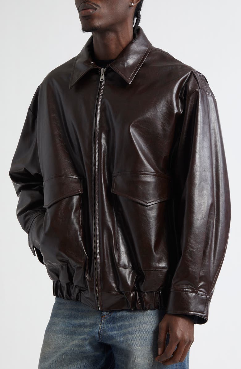 MM6 Maison Margiela Faux Leather Jacket, Alternate, color, Burgundy