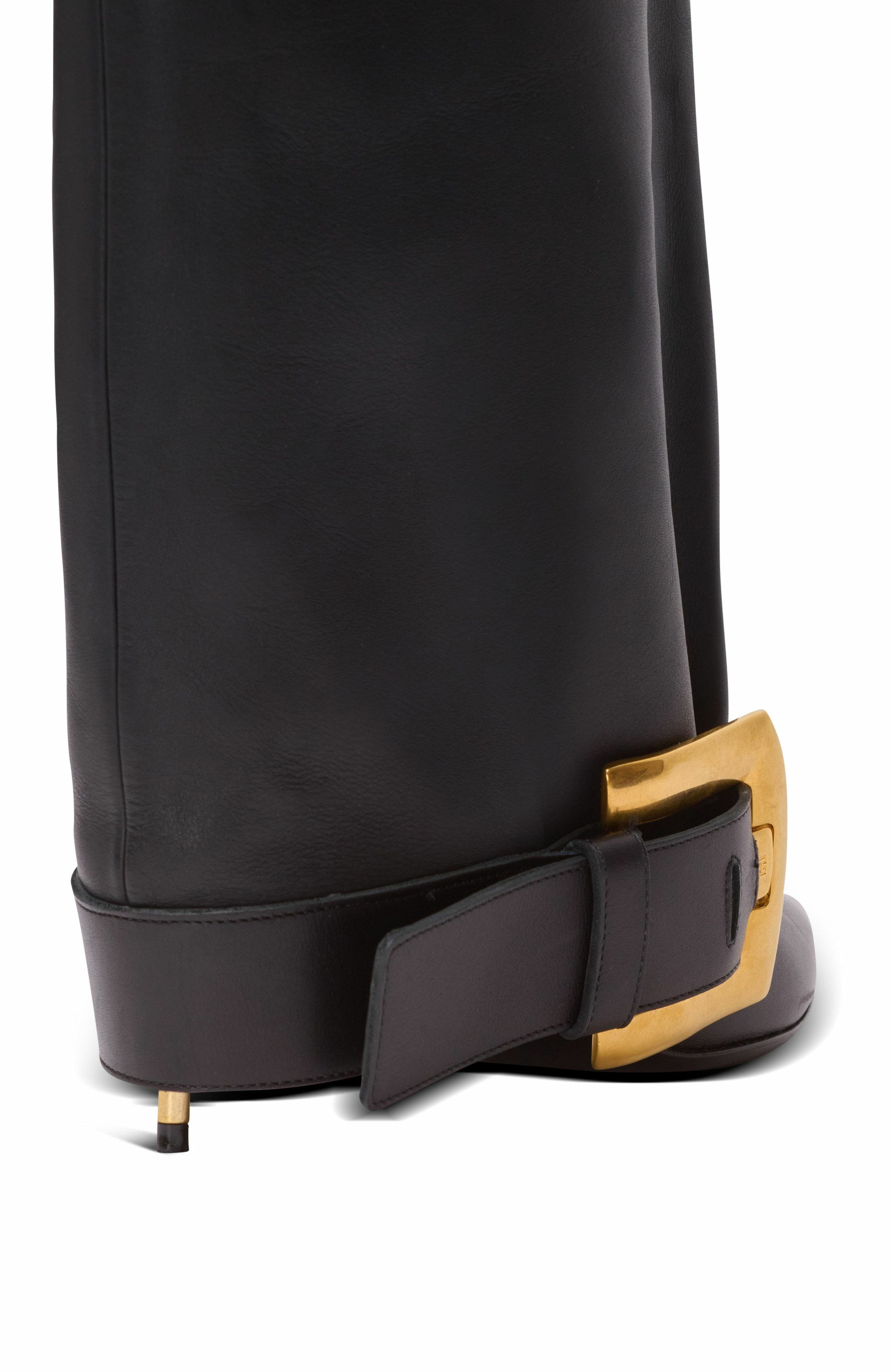 Balmain Anthem Calfskin Leather Boots, Alternate, color, Black