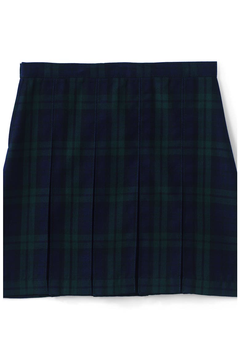 School Uniform Girls Plaid Box Pleat Skirt Top of the Knee, Alternate, color, Classic Navy/Evergreen Plaid