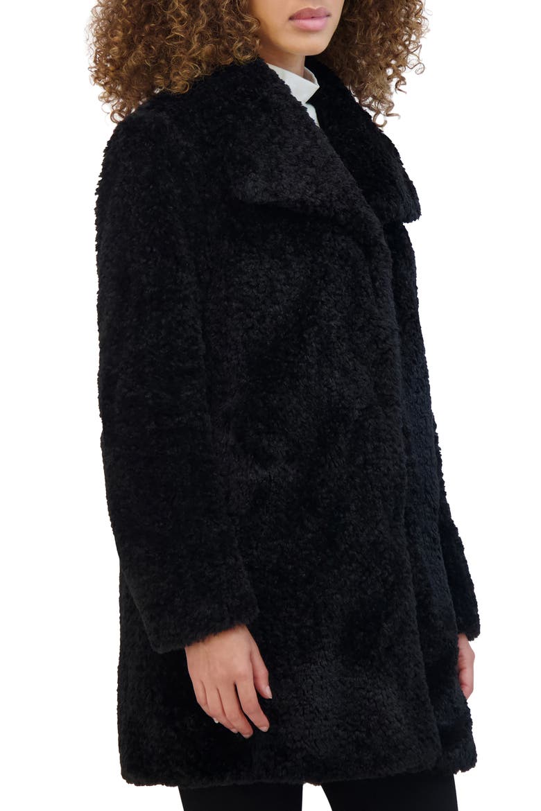 Textured Faux Fur Jacket, Alternate, color, BLACK