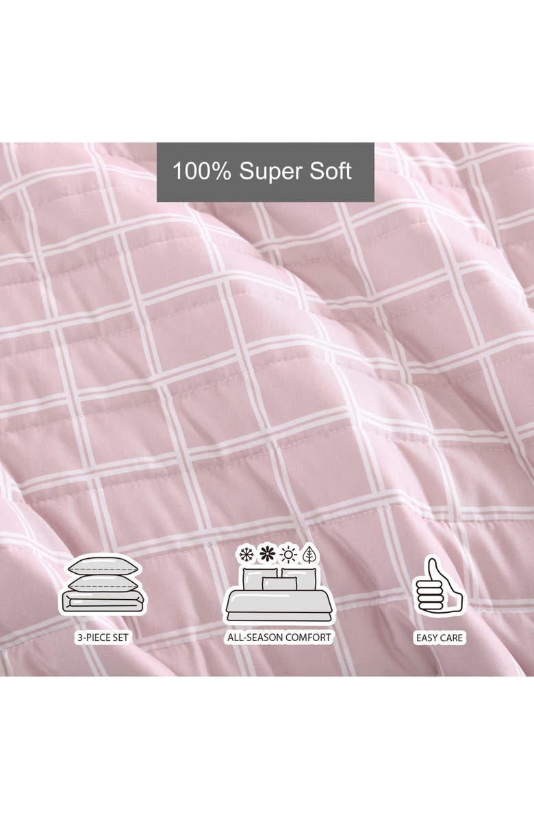 CITY SCENE Grid Microfiber Quilt & Shams Set, Alternate, color, Pink