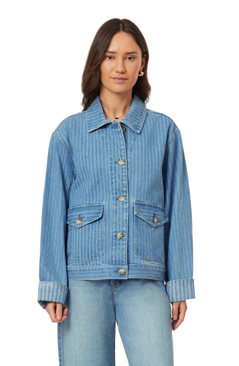 Scotch & Soda Stripe Denim Chore Jacket, Alternate, color, Sag Harbor