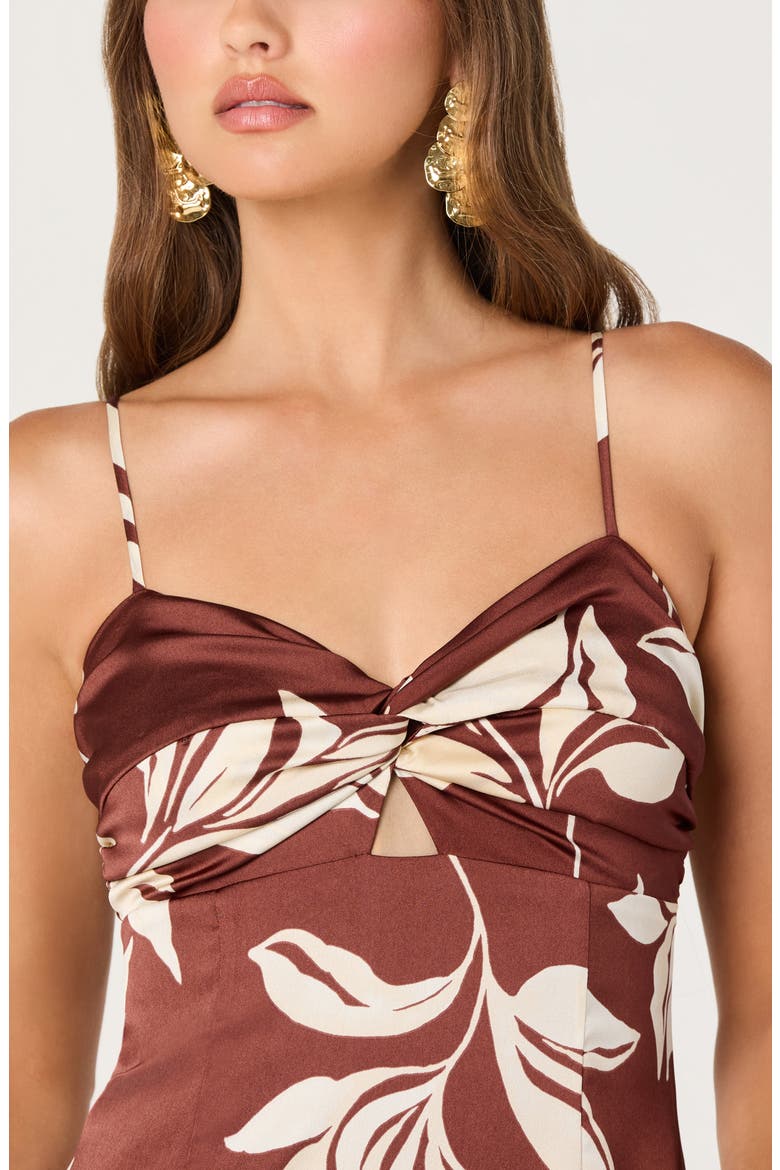 Cassia Floral Tiered Midi Dress, Alternate, color, BROWN FLORAL