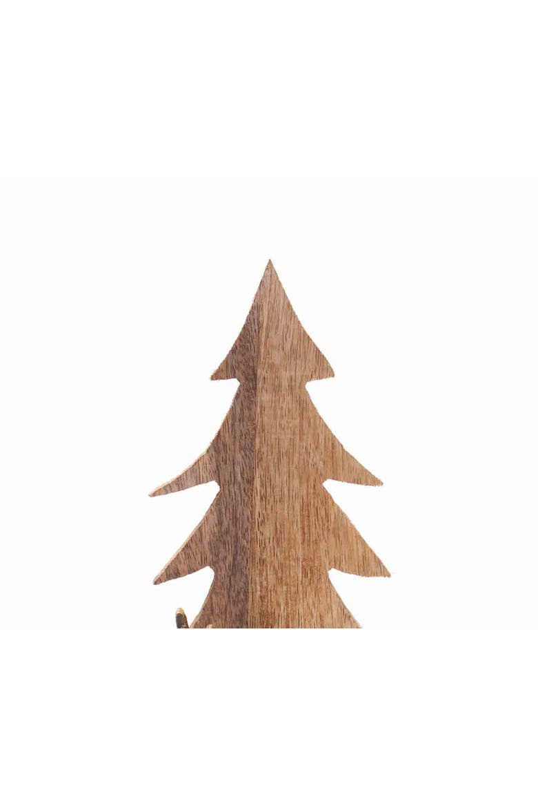 Wood/Gold Tree & Deer Decorative Figurine, Alternate, color, Brown