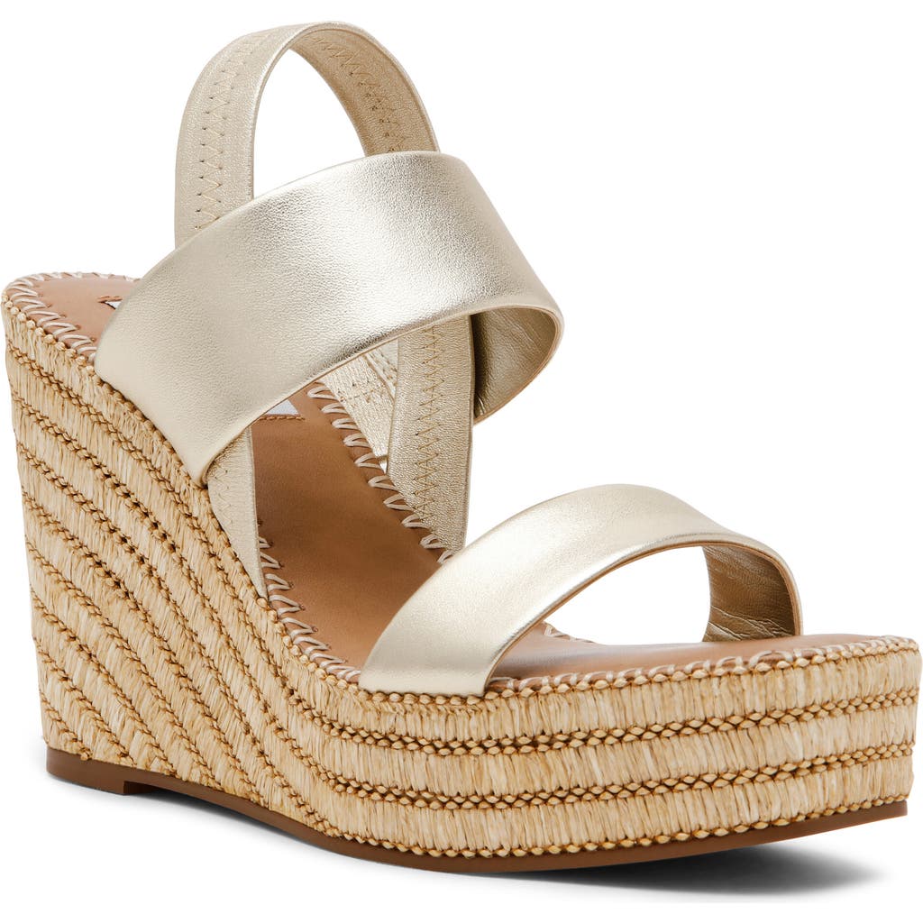 Steve Madden Contessa Espadrille Platform Wedge Sandal In Gold Leather