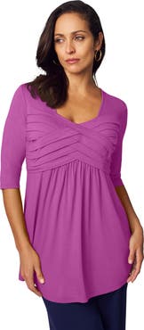 Jessica London Stretch Knit Pleated Tunic