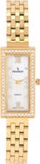 Peugeot 14K Gold-Plated Crystal Bezel Stainless Steel Bracelet Watch- 35x20MM