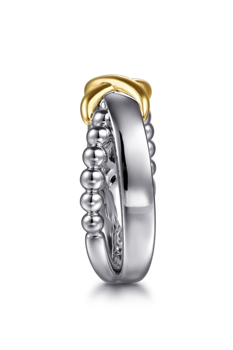 Wide Band Crisscross Ring, Alternate, color, SILVER/ 14K YELLOW GOLD