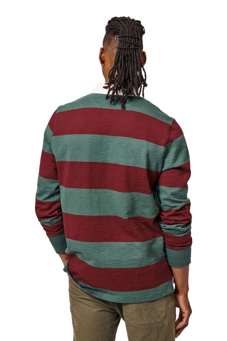 Irnham Long Sleeve Collared Rugby Shirt, Alternate, color, Forest/Burgundy Stripe