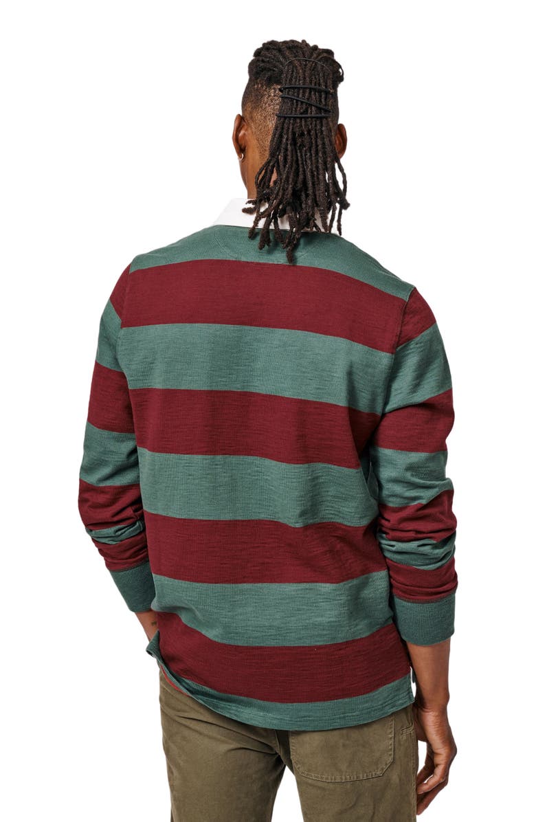 Aubin Irnham Long Sleeve Collared Rugby Shirt, Alternate, color, Forest/Burgundy Stripe