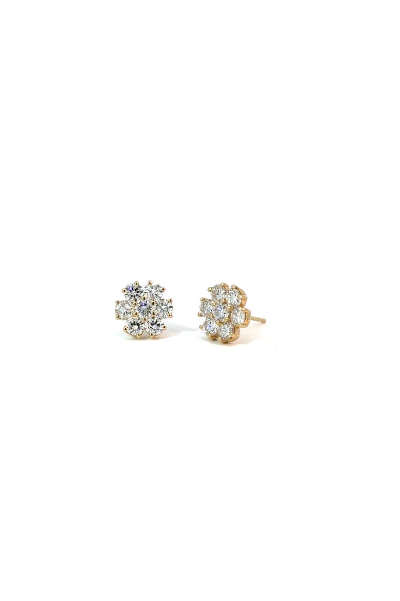 14K Yellow Gold 2 Carat Lab Grown Diamond Flower Earrings F VS1, Alternate, color, Yellow