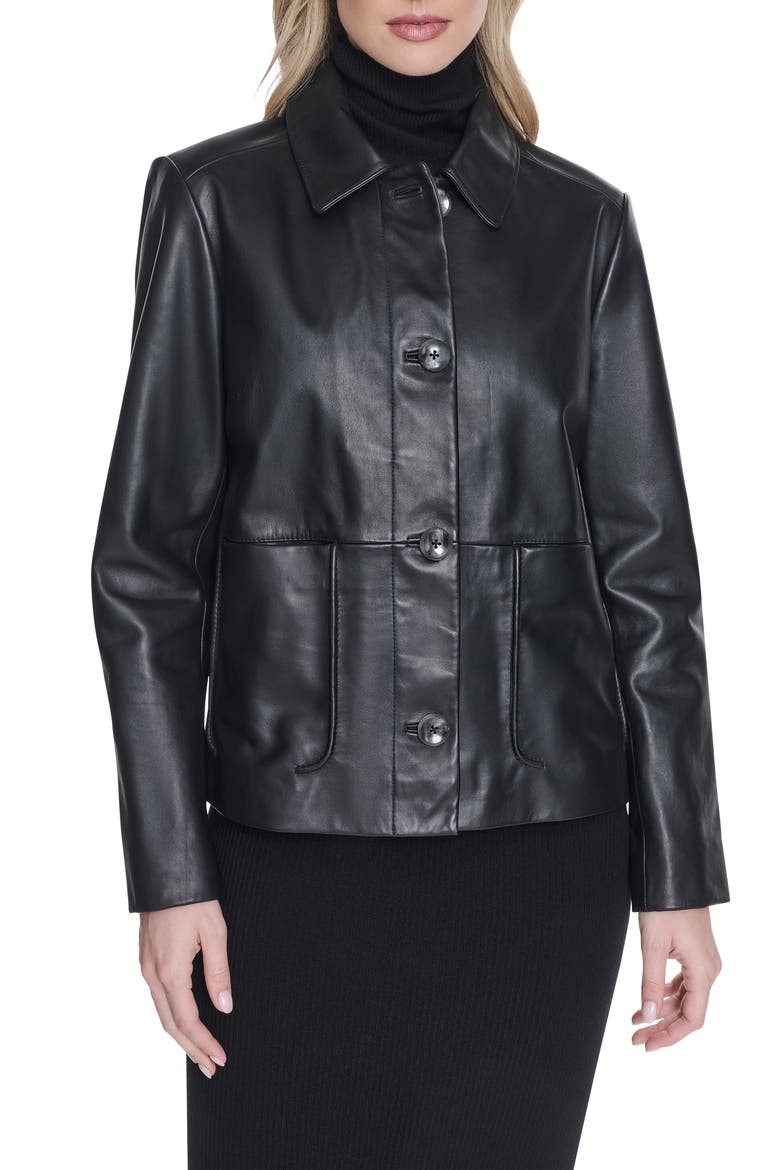 Leather Jacket, Main, color, BLACK