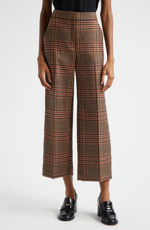 Brixton Plaid Crop Wide Leg Wool Pants