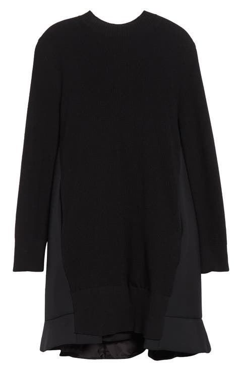 【sacai】DOESKIN MIX DRESS ブラック Cotton Knit x Cotton Poplin Dress – La Garçonne