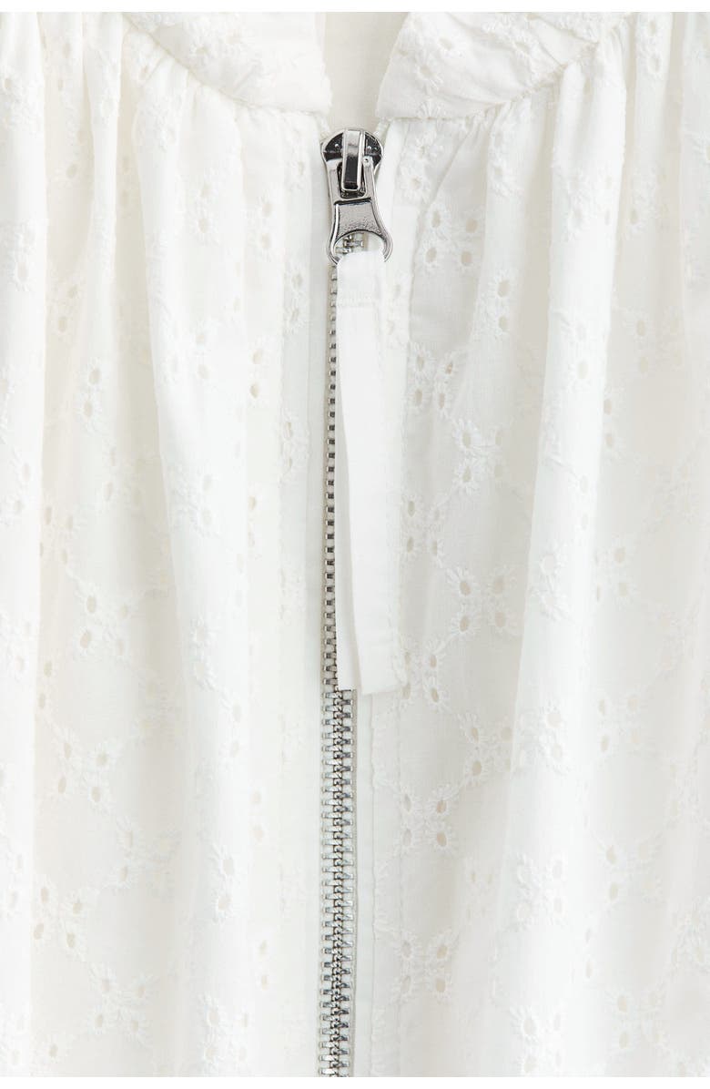 H&M Broderie Anglaise Blouson Jacket, Alternate, color, White